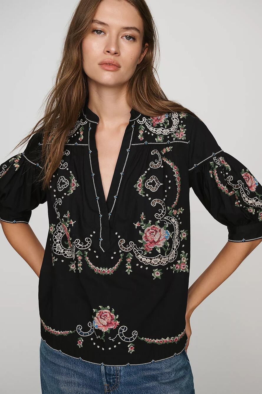 nwt by ANTHROPOLOGIE sz M Darcey cotton swing top